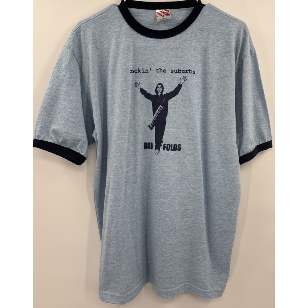 2001 Ben Folds Five-Rockin' The Suburbs LARGE Vintage Ringer T-shirt
